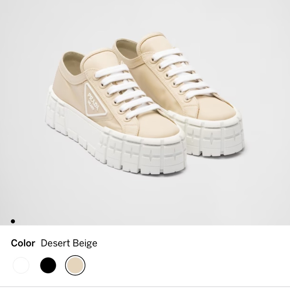 Prada Double Wheel Nylon Gabardine Sneakers (Beige)